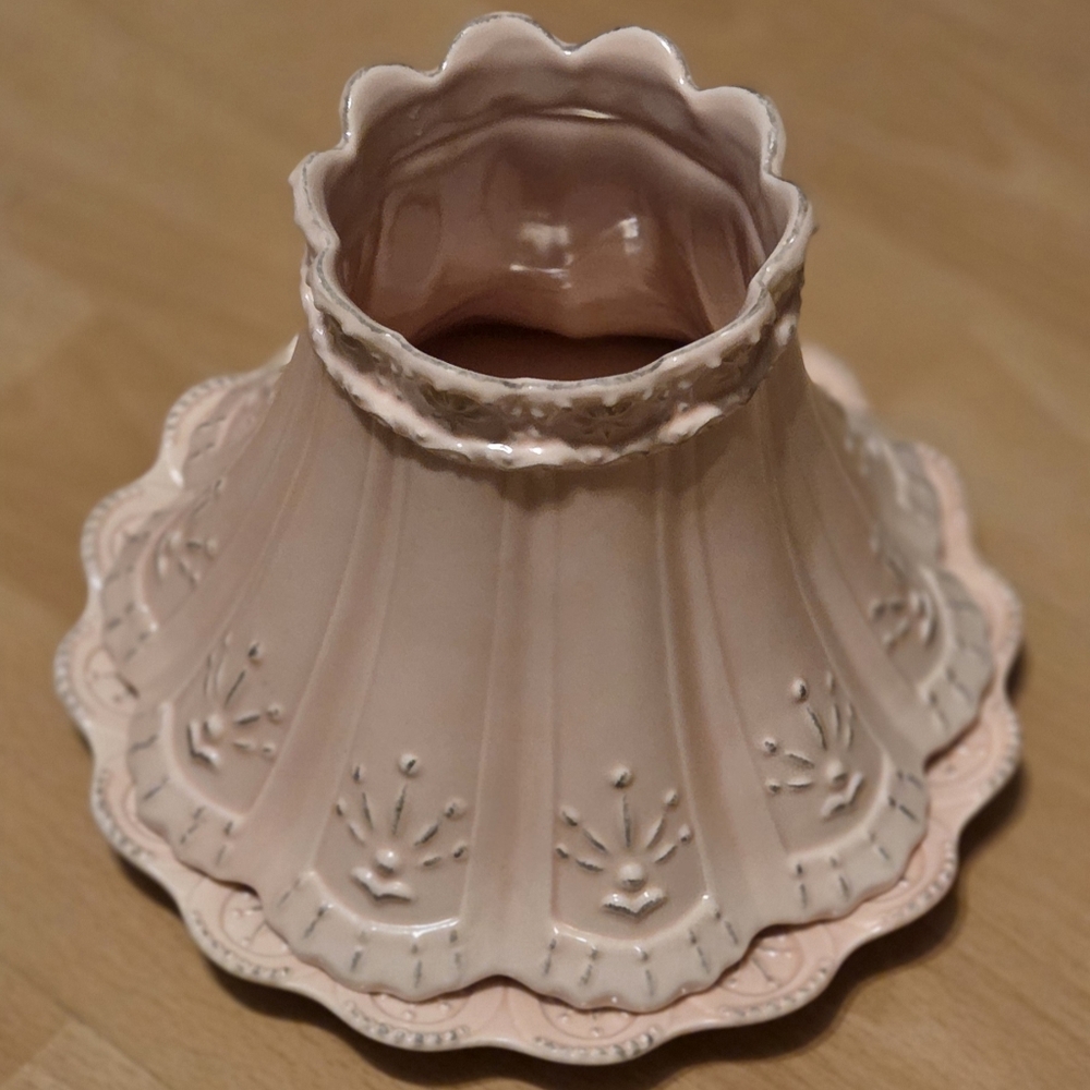 Pink Ceramic Yankee Candle Jar Shade/Plate